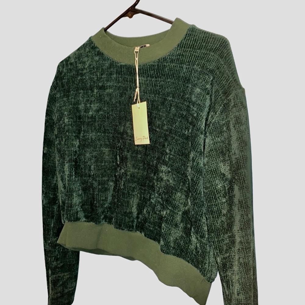 New With Tags Emory Park Velvet Forest Green Emerald Sweater Women's Fashion